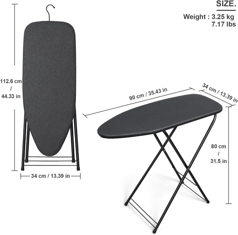 Duwee 13"×35" Ironing Board Small with Heat Resistant Cover,Folding Compact Ironing Board,Light Weight,Easy to Storage,Black - Image 5